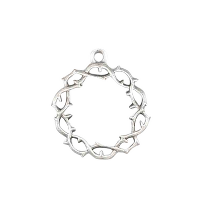 Crown of Thorns Sterling Silver Medal Necklace — 20" Chain, Made in USA