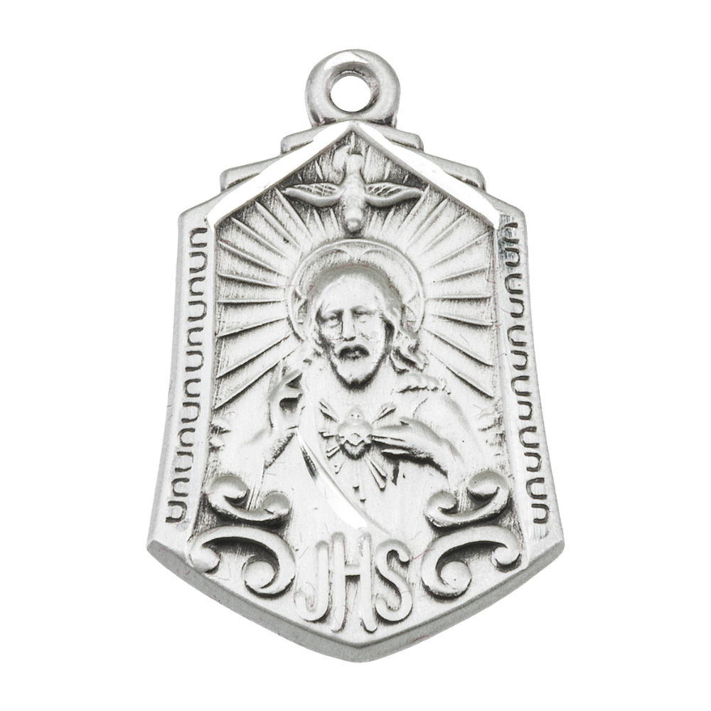 Christ in Agony Sterling Silver Round Medal Necklace — 24" Chain, Made in USA