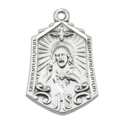 Christ in Agony Sterling Silver Round Medal Necklace — 24" Chain, Made in USA