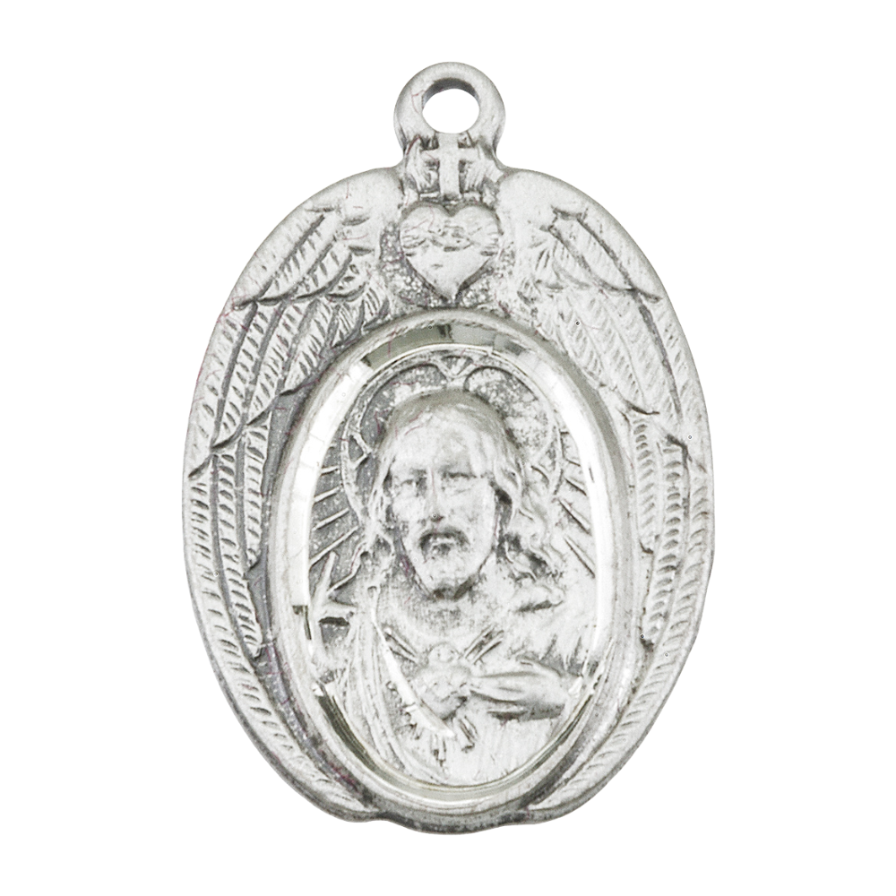 Scapular Sacred Heart of Jesus Sterling Silver Medal — 18" Chain, Made in USA