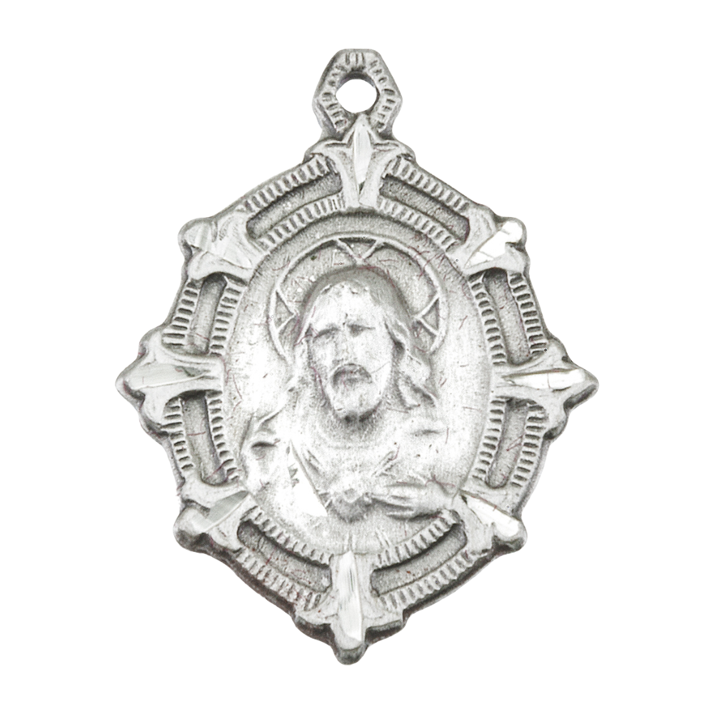 Scapular Sacred Heart of Jesus Medal Sterling Silver Necklace — 18" Chain