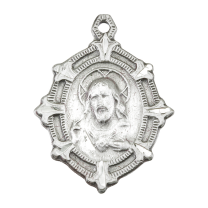 Scapular Sacred Heart of Jesus Medal Sterling Silver Necklace — 18" Chain