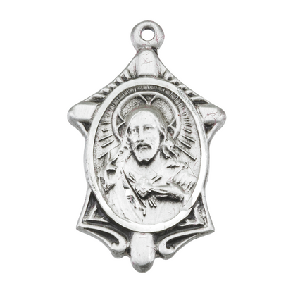 Sacred Heart of Jesus Sterling Silver Scapular Medal — 18" Chain, Made in USA