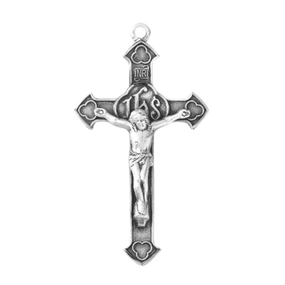 IHS Crucifix Sterling Silver Pendant Necklace — 24" Chain, Gift Box Included