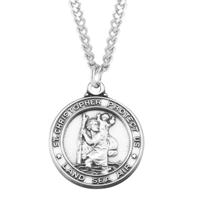 Saint Christopher Round Sterling Silver Medal, Catholic Gift, Made in USA
