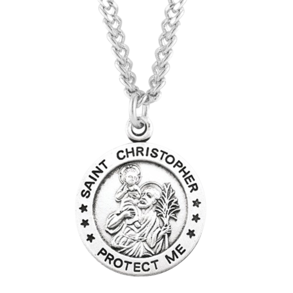 Saint Christopher Round Sterling Silver Medal, Catholic Gift, Made in USA