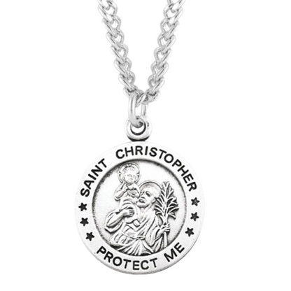 Saint Christopher Round Sterling Silver Medal, Catholic Gift, Made in USA