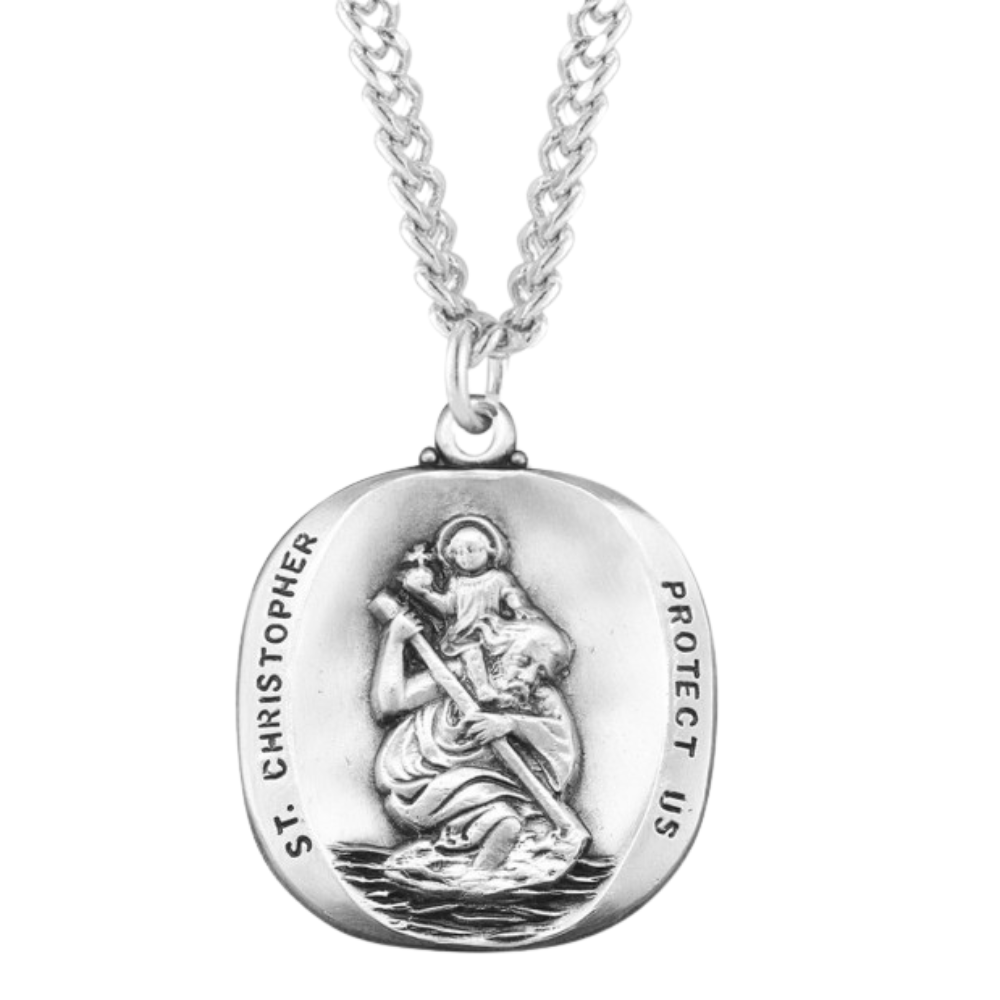 Sterling Silver Lg. St. Christopher, Catholic Gift, Made in USA