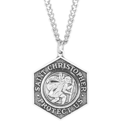 Saint Christopher Protect Us Sterling Silver Medal, Catholic Gift, Made in USA