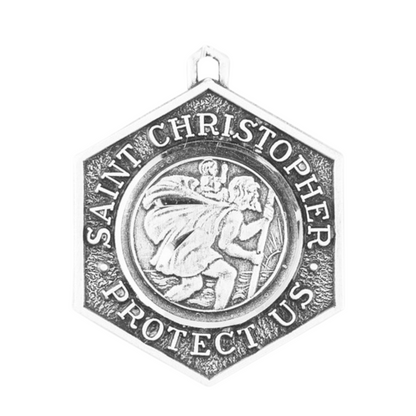 Saint Christopher Sterling Silver Medal — 24" Chain, Made in USA, Gift Box Included