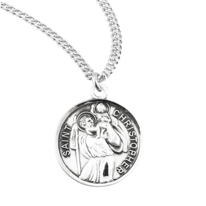 Saint Christopher Round Sterling Silver Medal, Catholic Gift, Made in USA