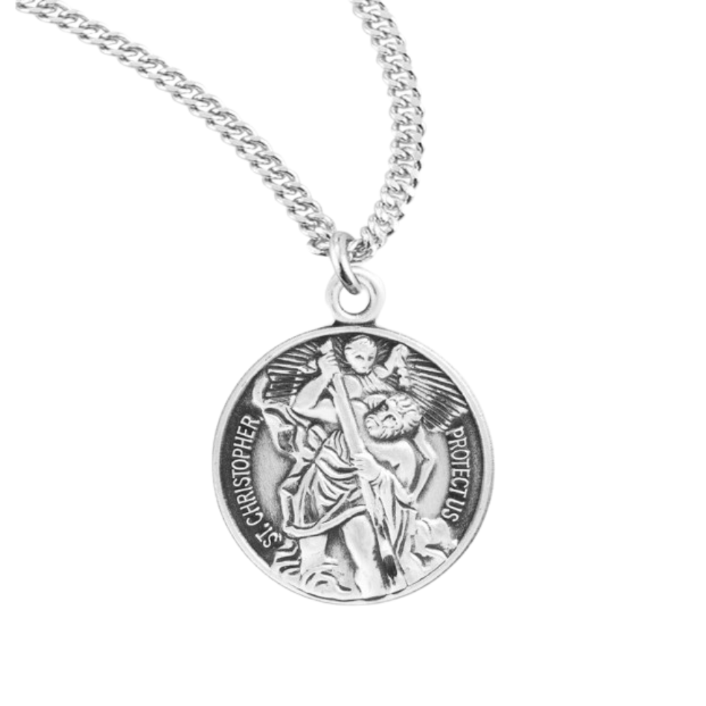 Saint Christopher Round Sterling Silver Medal, Catholic Gift, Made in USA