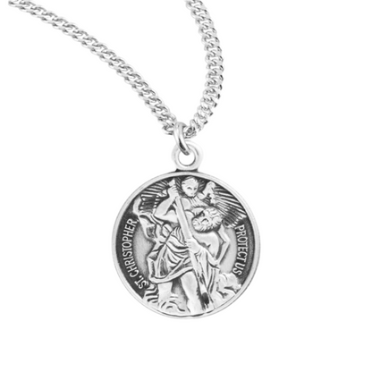 Saint Christopher Round Sterling Silver Medal, Catholic Gift, Made in USA