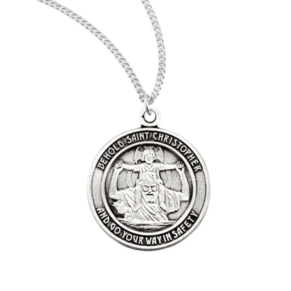 Saint Christopher Round Sterling Silver Medal, Catholic Gift, Made in USA