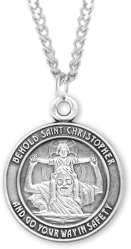 Saint Christopher Round Sterling Silver Medal, Catholic Gift, Made in USA