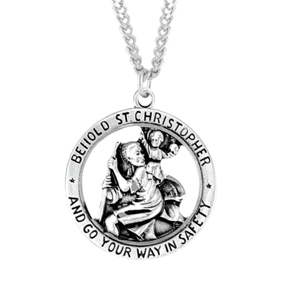 Saint Christopher Round Sterling Silver Medal, Catholic Gift, Made in USA