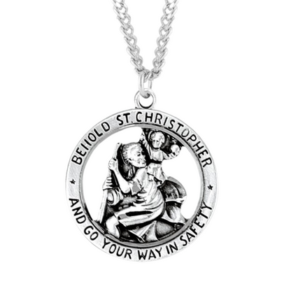 Saint Christopher Round Sterling Silver Medal, Catholic Gift, Made in USA