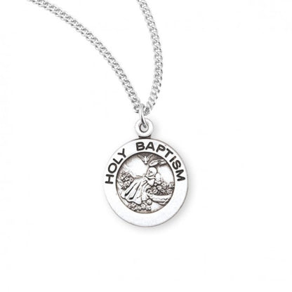Holy Baptism Round Sterling Silver Medal, Catholic Gift, Made in USA