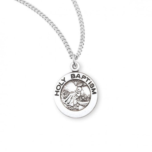 Holy Baptism Round Sterling Silver Medal, Catholic Gift, Made in USA