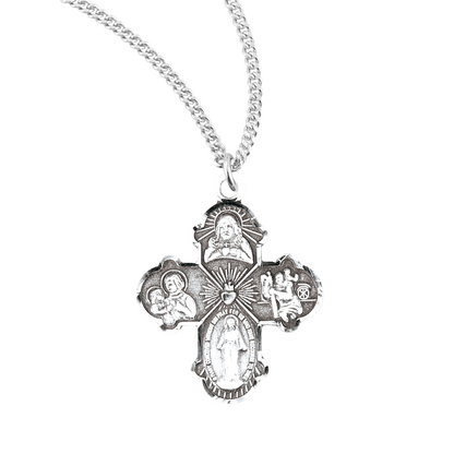 Sterling Silver 4-Way -Ch-Bxd, Catholic Gift, Made in USA