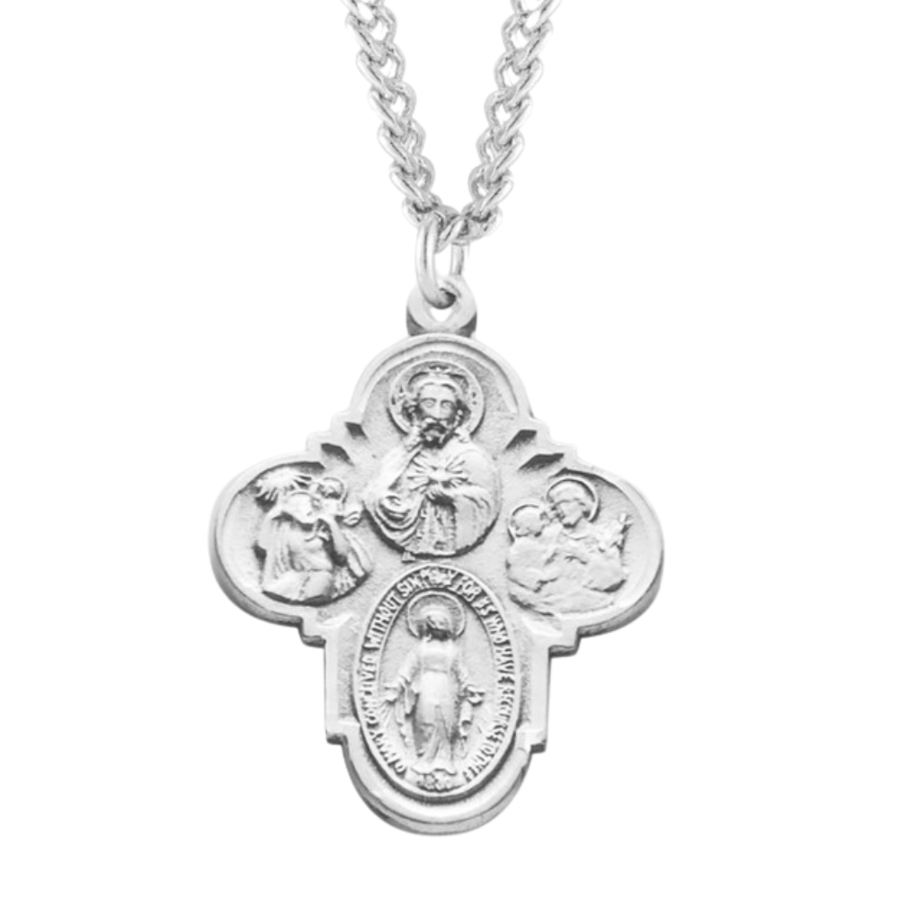 Sterling Silver Med 4-Way, Catholic Gift, Made in USA
