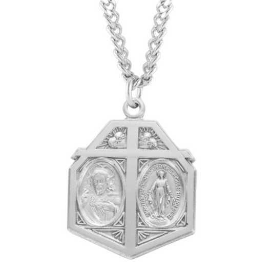 Sterling Silver 4-Way Medal, Catholic Gift, Made in USA