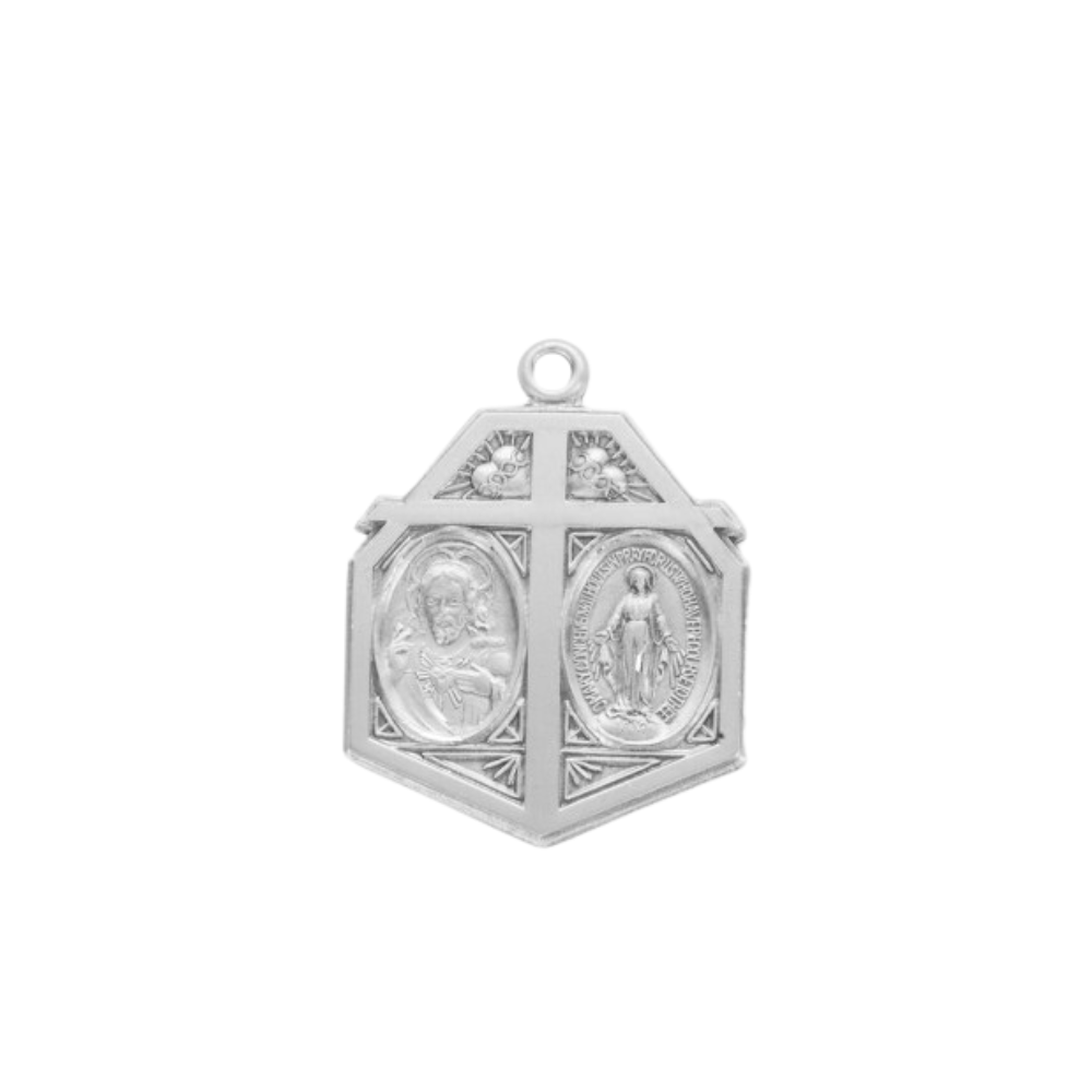 4-Way Medal Sterling Silver Pendant Necklace — 24" Chain, Gift Box Included