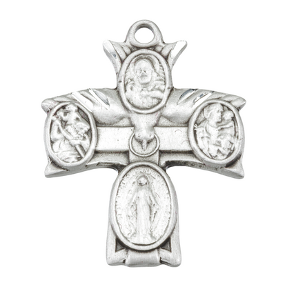 Holy Spirit 4-Way Sterling Silver Medal Necklace — 20" Chain, Gift Box Included