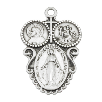 3-Way Medal Sterling Silver Pendant Necklace — 24" Chain, Gift Box Included