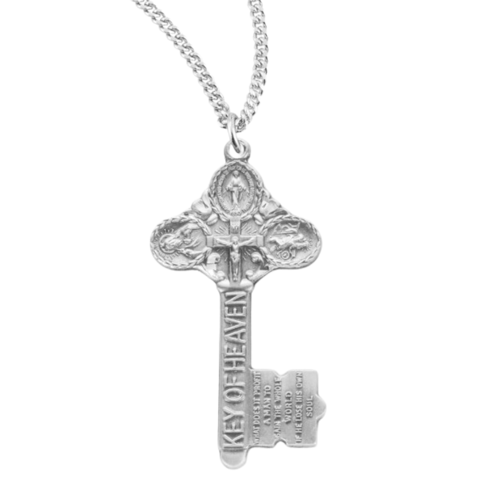 Sterling Silver Key of Heaven Medal, Catholic Gift, Made in USA