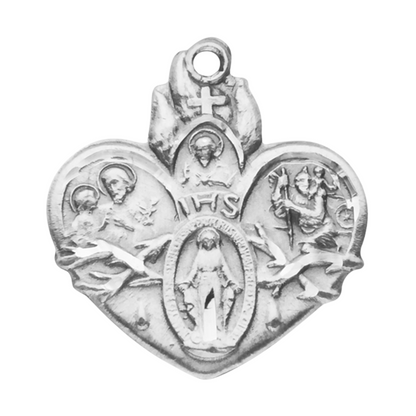 4-Way Sterling Silver Medal Necklace — Rhodium Chain, Gift Box Included
