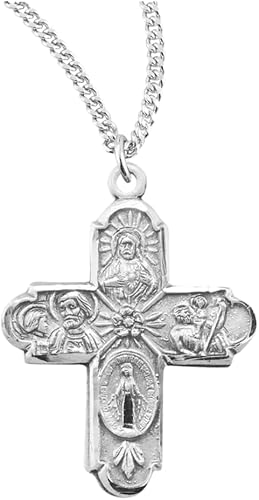 Sterling Silver 4-Way Medal, Catholic Gift, Made in USA