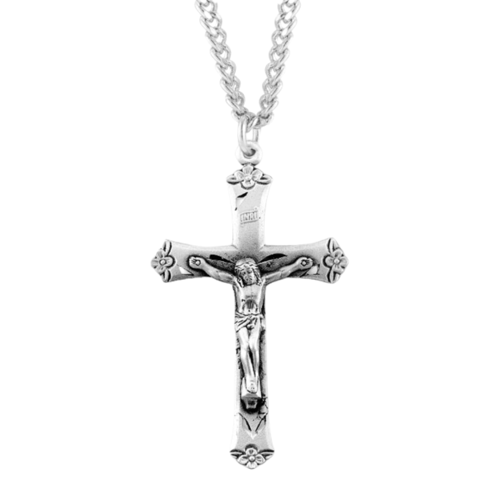 Sterling Silver Flare Tipped Crucifix, Catholic Gift, Made in USA