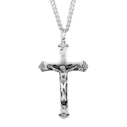 Sterling Silver Flare Tipped Crucifix, Catholic Gift, Made in USA