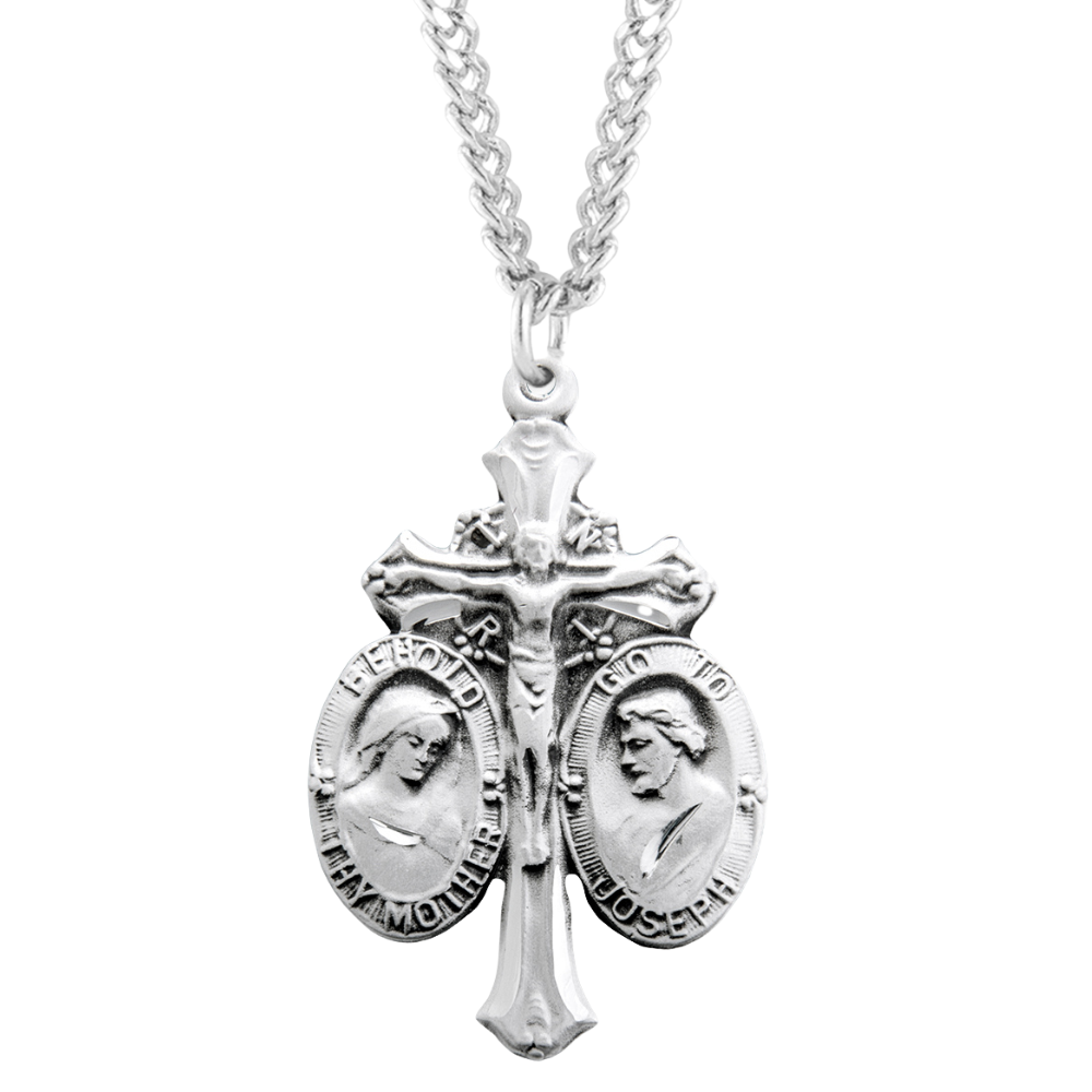 Sterling Silver Jesus-Mary-Joseph Medal, Catholic Gift, Made in USA