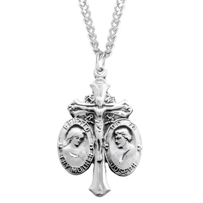 Sterling Silver Jesus-Mary-Joseph Medal, Catholic Gift, Made in USA
