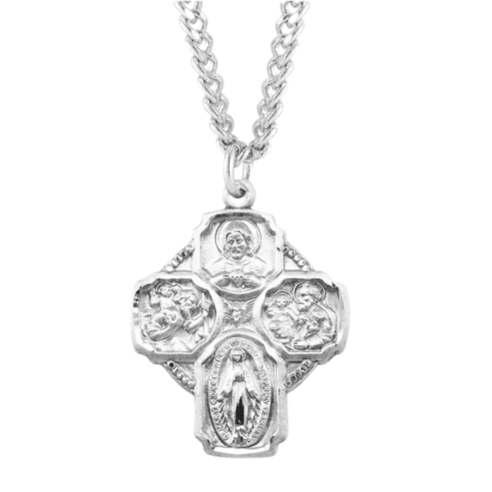Sterling Silver Lrg 4-Way , Catholic Gift, Made in USA
