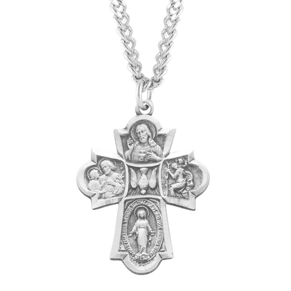 Sterling Silver Med 4-Way, Catholic Gift, Made in USA