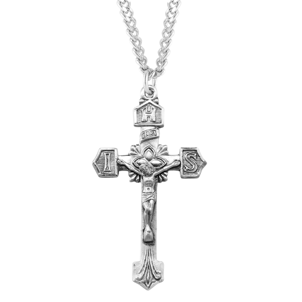 Sterling Silver IHS Crucifix, Catholic Gift, Made in USA