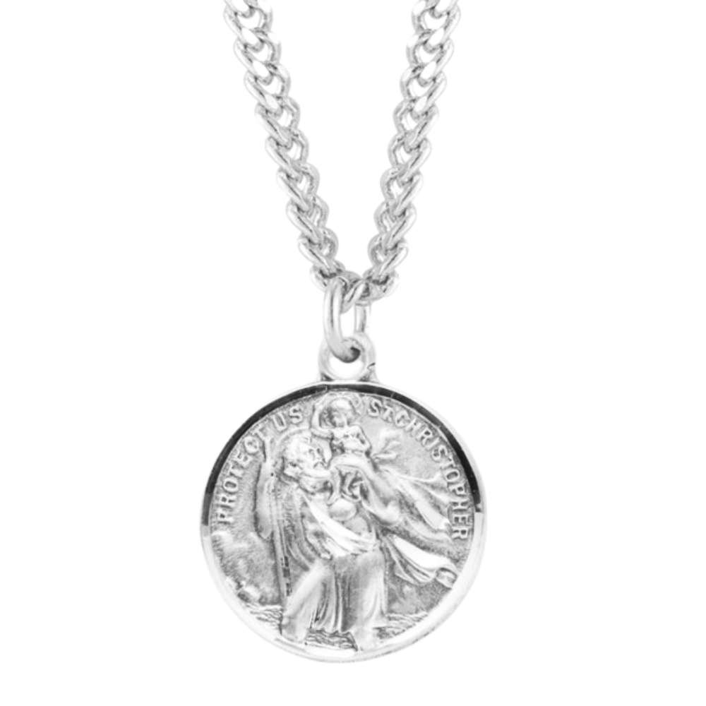 Saint Christopher and Saint Raphael Double Sided Sterling Silver Medal, Catholic Gift, Made in USA
