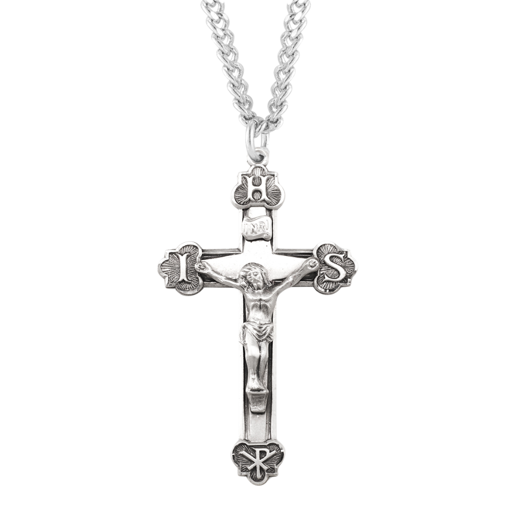 Sterling Silver IHS Crucifix, Catholic Gift, Made in USA