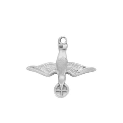 Holy Spirit Sterling Silver Medal Pendant Necklace — 18" Chain, Gift Box
