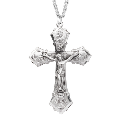 Jesus-Mary-Joseph Sterling Silver Crucifix, Catholic Gift, Made in USA