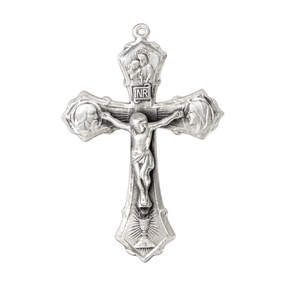 Jesus-Mary-Joseph Eucharist Crucifix Sterling Silver Pendant — 24" Chain