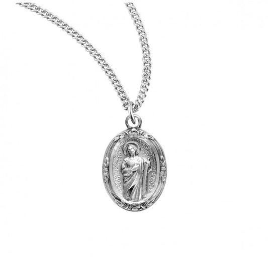 Saint Jude Oval Sterling Silver Medal, Catholic Gift, Made in USA