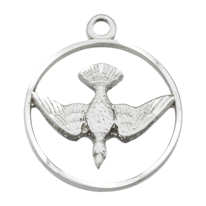 Women's Sterling Silver Holy Spirit Medal Pendant Necklace on 18" Rhodium Plated Stainless Steel Chain, Christian Devotional Jewelry, Made in USA- Deluxe Velvet Gift Box Included