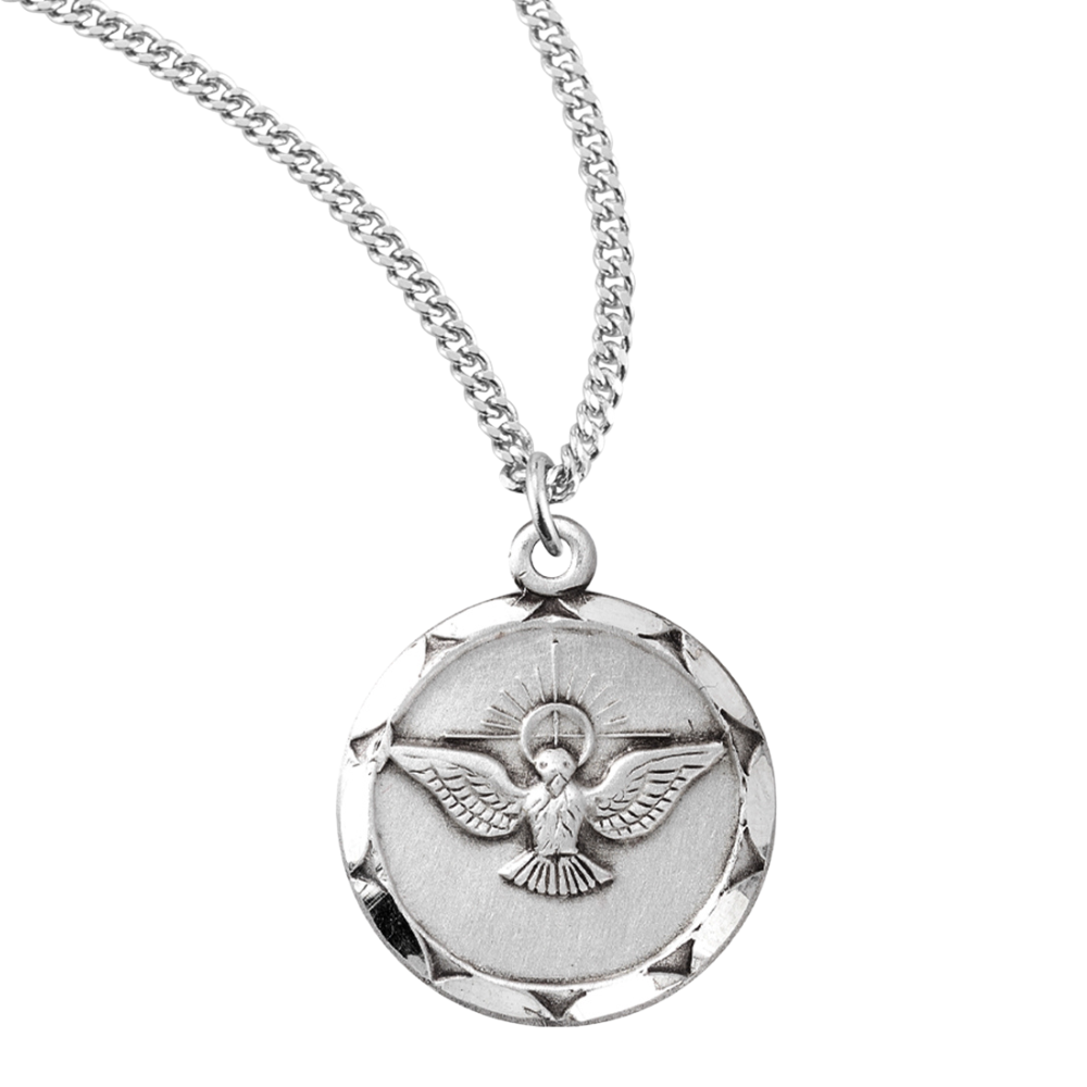Holy Spirit Round Sterling Silver Medal, Catholic Gift, Made in USA