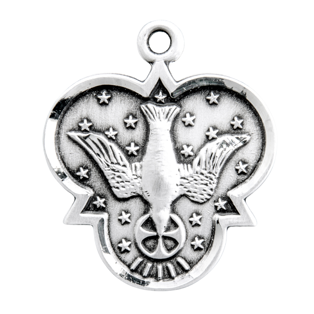 Holy Spirit Trinity Sterling Silver Pendant Necklace — 18" Chain, Gift Box