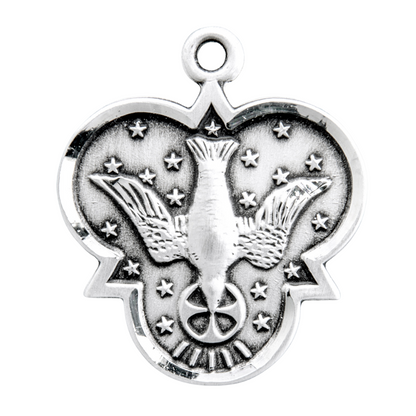 Holy Spirit Trinity Sterling Silver Pendant Necklace — 18" Chain, Gift Box