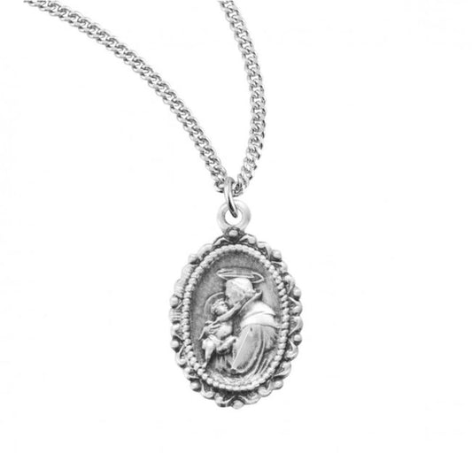 Saint Anthony Oval Sterling Silver Medal, Catholic Gift, Made in USA